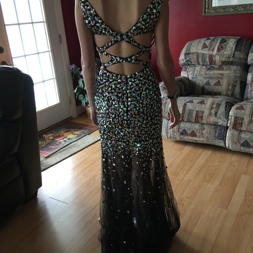 Black Rhinestone Prom Dress